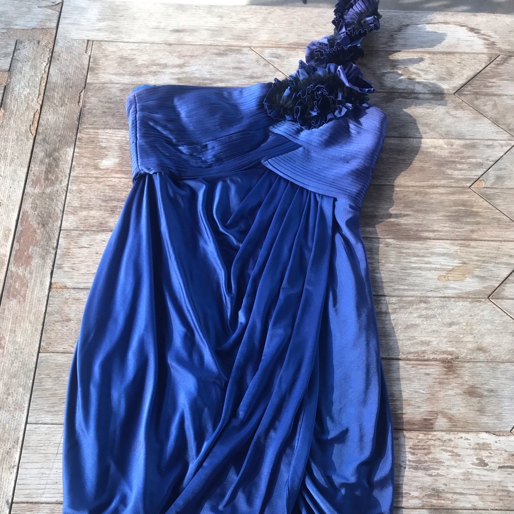 Dark Blue BCBG MaxAzria one shoulder mini dress